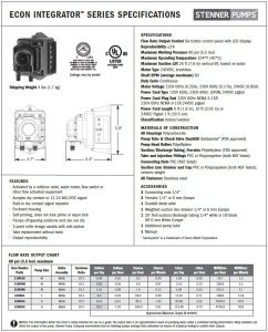 Stenner Econ Integrator Data Sheet