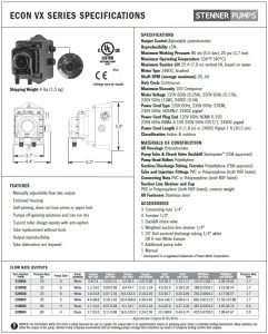 Stenner Econ VX Series Data sheet